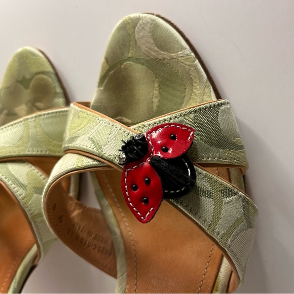 Coach Women's Sandals in Green with Red Ladybug Accents. Ciara II size 9B. - Picture 14 of 16
